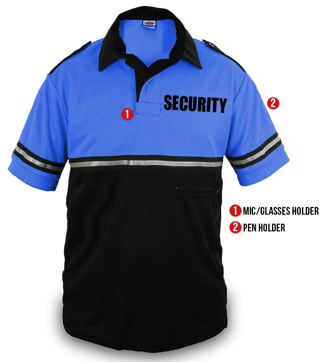 TWO TONE BIKE PATROL SHIRT WITH ZIPPER POCKET WITH SECURITY ID