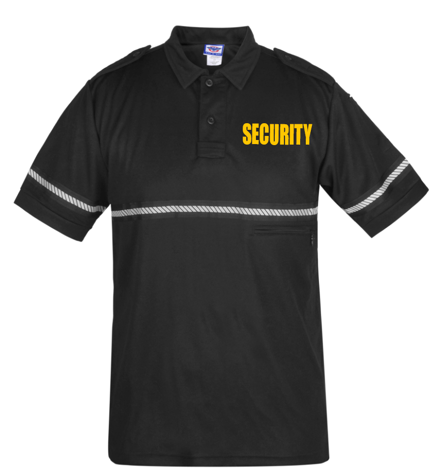 TOW TONE SECURITY BIKE PATROL SHIRT WITH ZIPPER POCKET AND HASH STRIPES