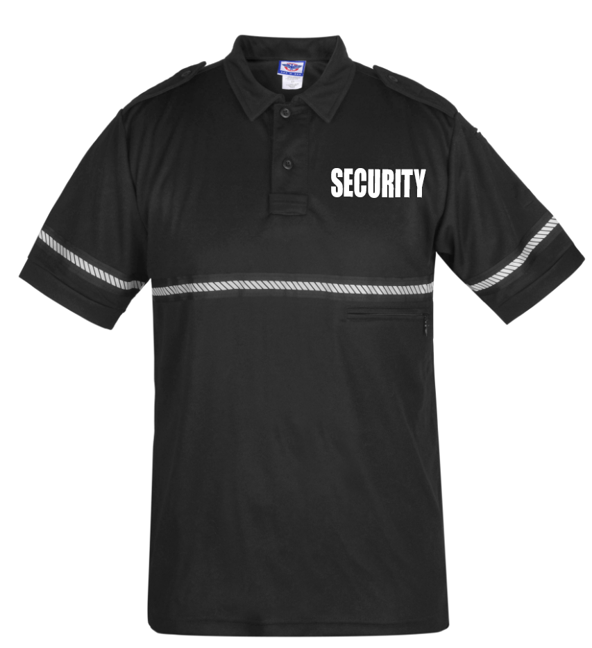 TOW TONE SECURITY BIKE PATROL SHIRT WITH ZIPPER POCKET AND HASH STRIPES