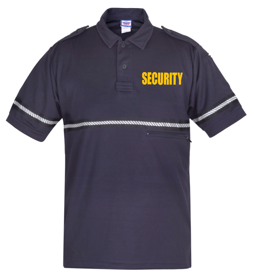 TOW TONE SECURITY BIKE PATROL SHIRT WITH ZIPPER POCKET AND HASH STRIPES