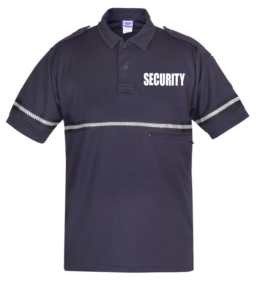 TOW TONE SECURITY BIKE PATROL SHIRT WITH ZIPPER POCKET AND HASH STRIPES