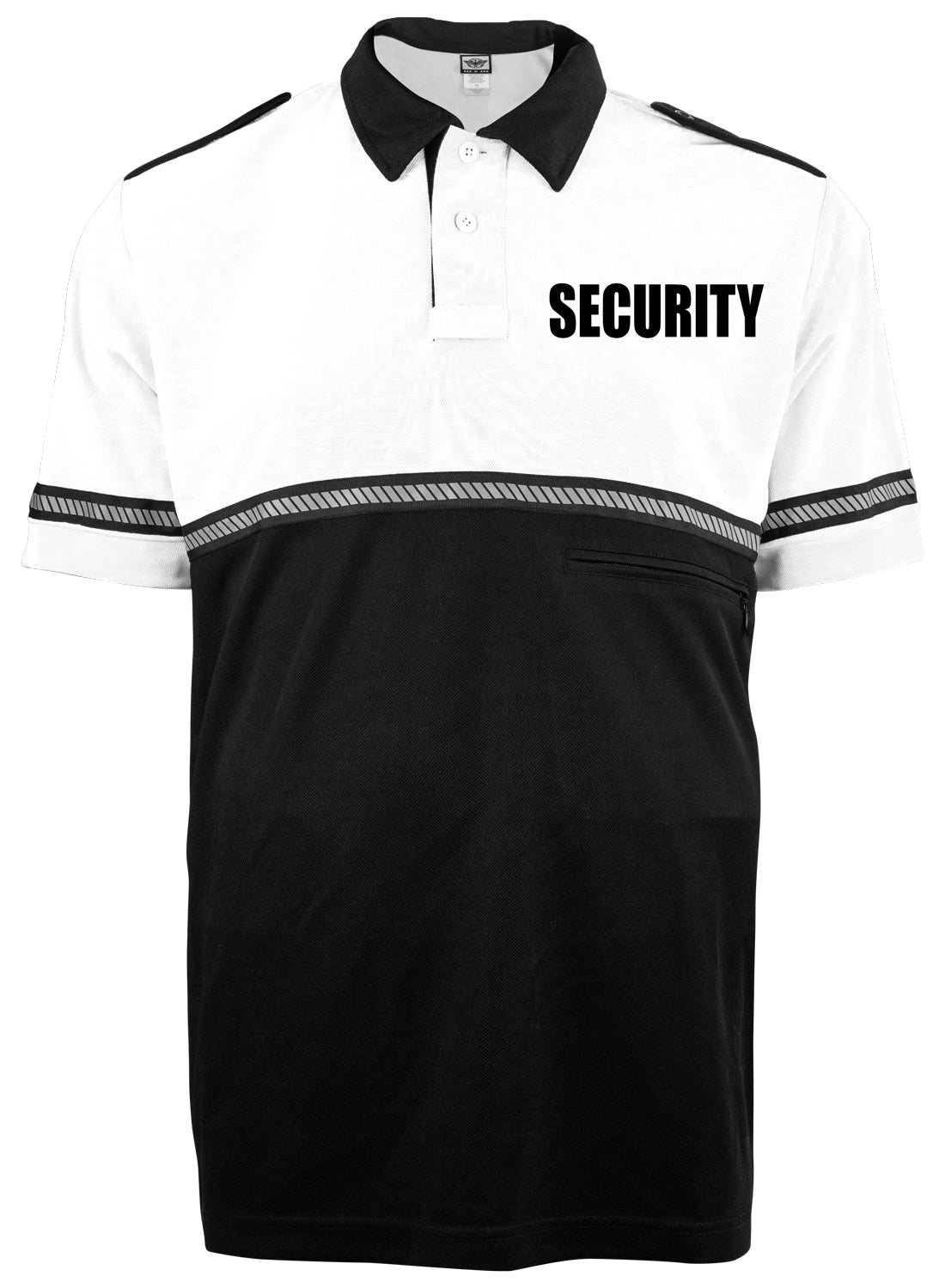 TOW TONE SECURITY BIKE PATROL SHIRT WITH ZIPPER POCKET AND HASH STRIPES