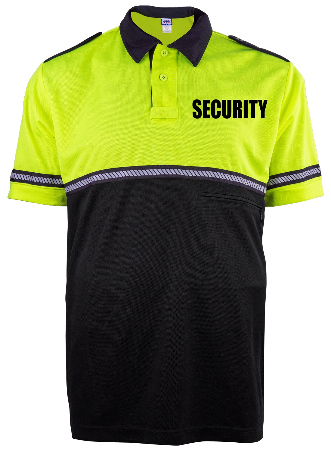 TOW TONE SECURITY BIKE PATROL SHIRT WITH ZIPPER POCKET AND HASH STRIPES
