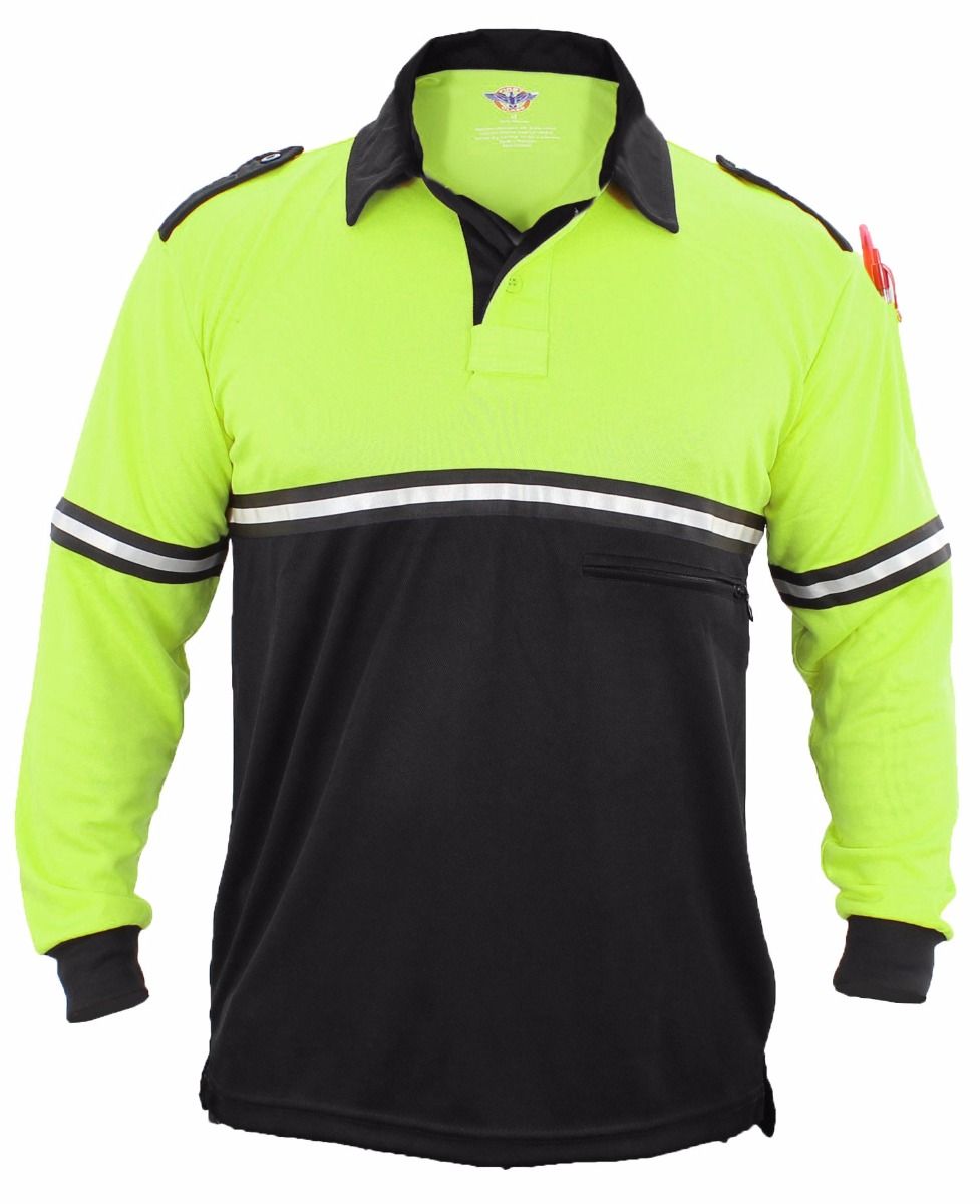 Two Tone Long Sleeve Bike Patrol Shirt with Zipper Pocket