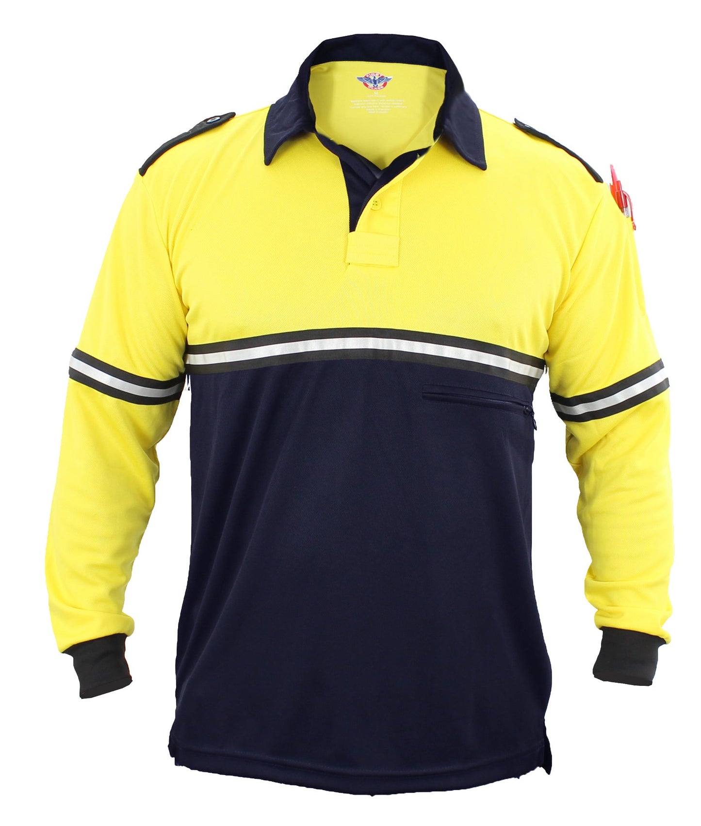 Two Tone Long Sleeve Bike Patrol Shirt with Zipper Pocket