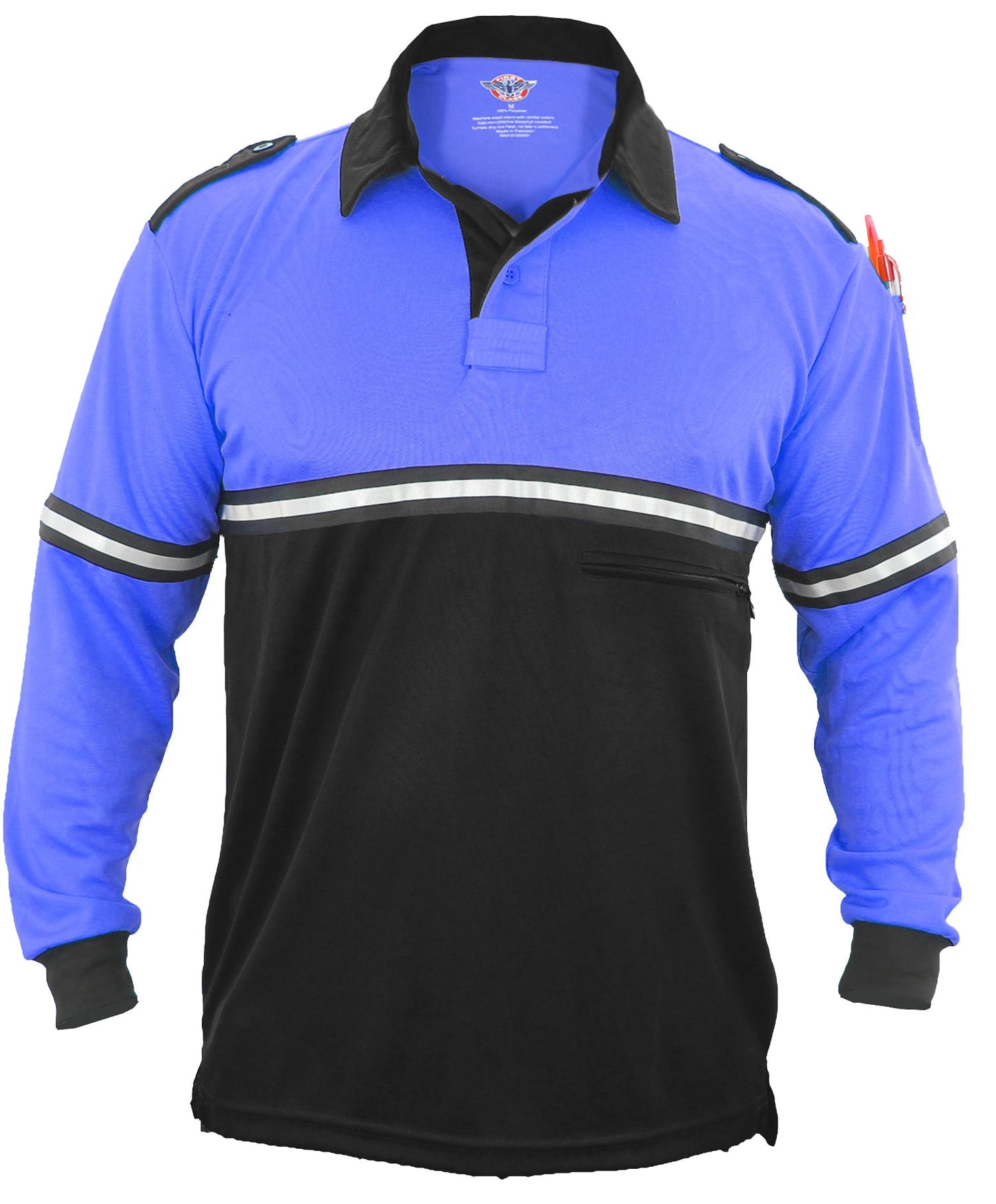 Two Tone Long Sleeve Bike Patrol Shirt with Zipper Pocket
