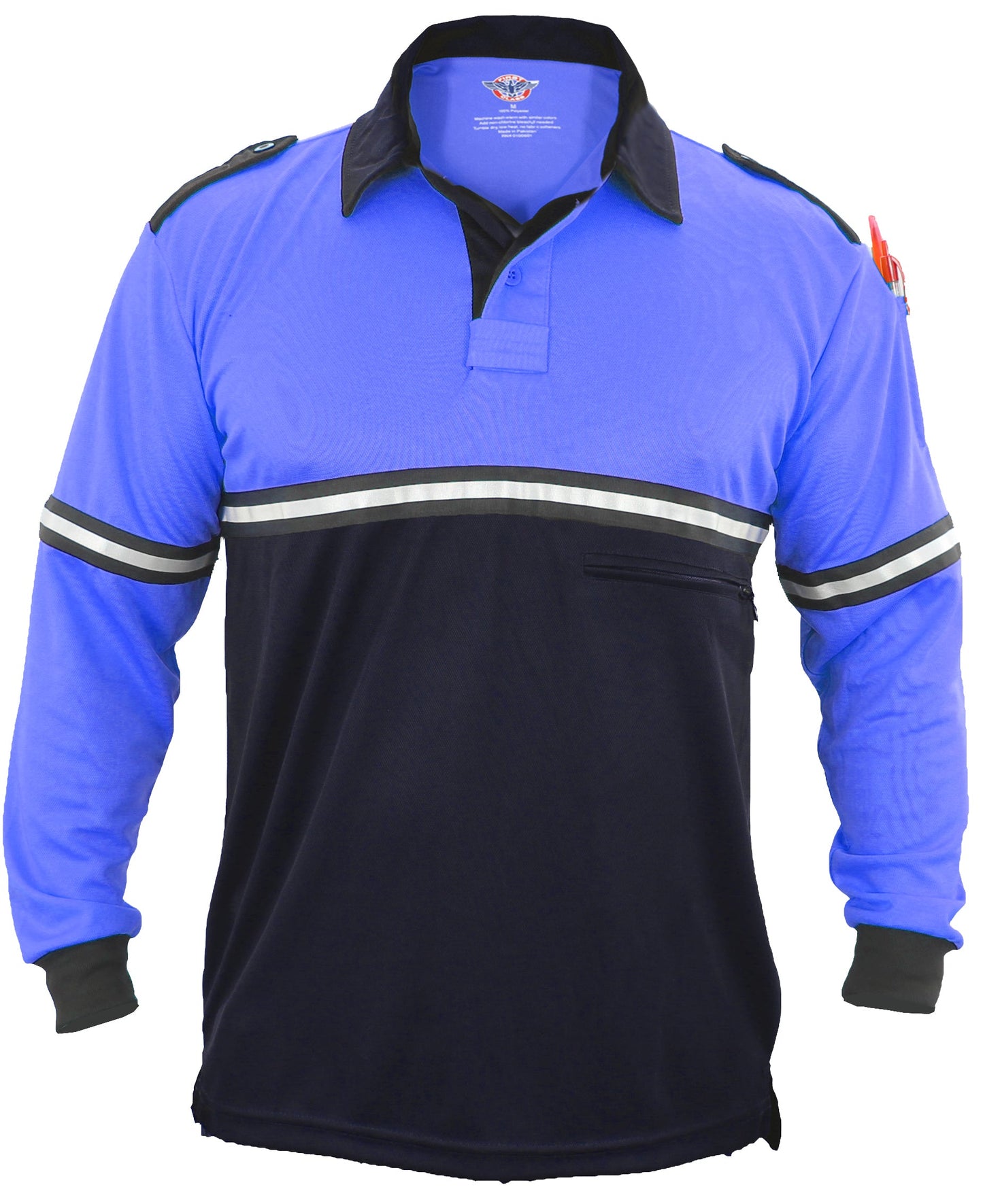 Two Tone Long Sleeve Bike Patrol Shirt with Zipper Pocket
