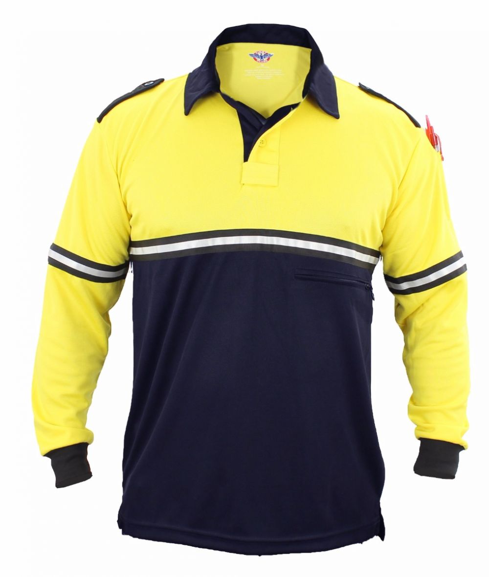 Two Tone Long Sleeve Bike Patrol Shirt with Zipper Pocket