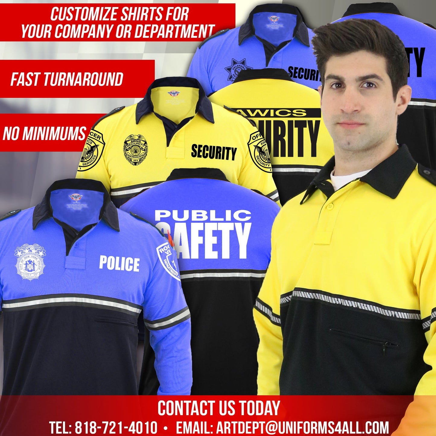 100% Polyester Jersey Knit Two Tone Bike Patrol Polo Shirts