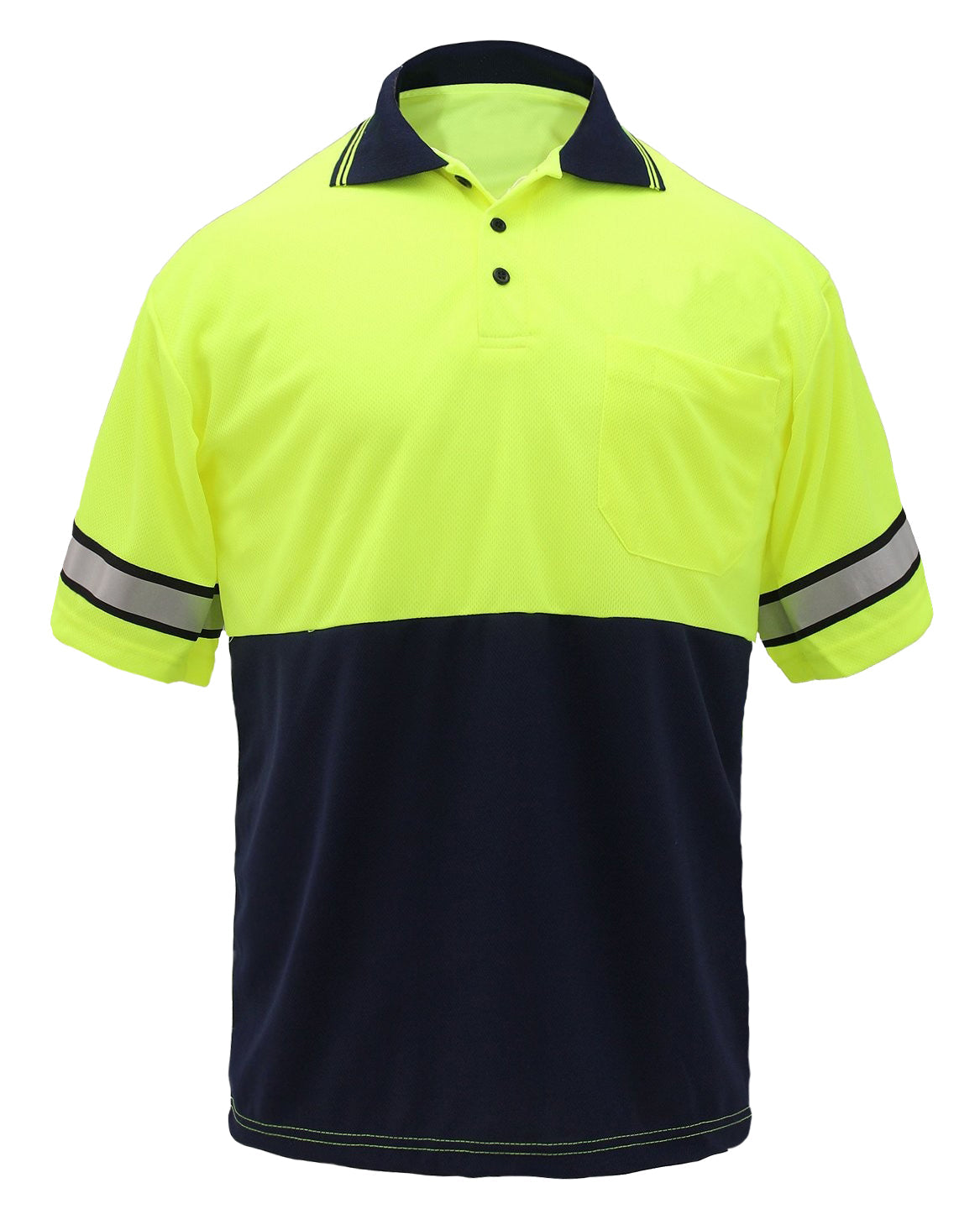 HIGH VISIBILITY TWO TONE POLO SHIRT WITH REFLECTIVE STRIPES
