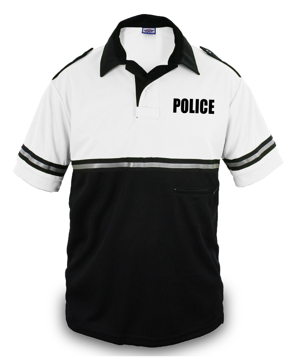 Two Tone Police Bike patrol Shirt with Zipper Pocket with ID