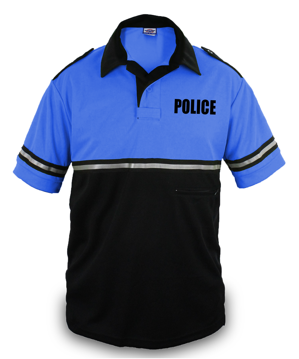 Two Tone Police Bike patrol Shirt with Zipper Pocket with ID