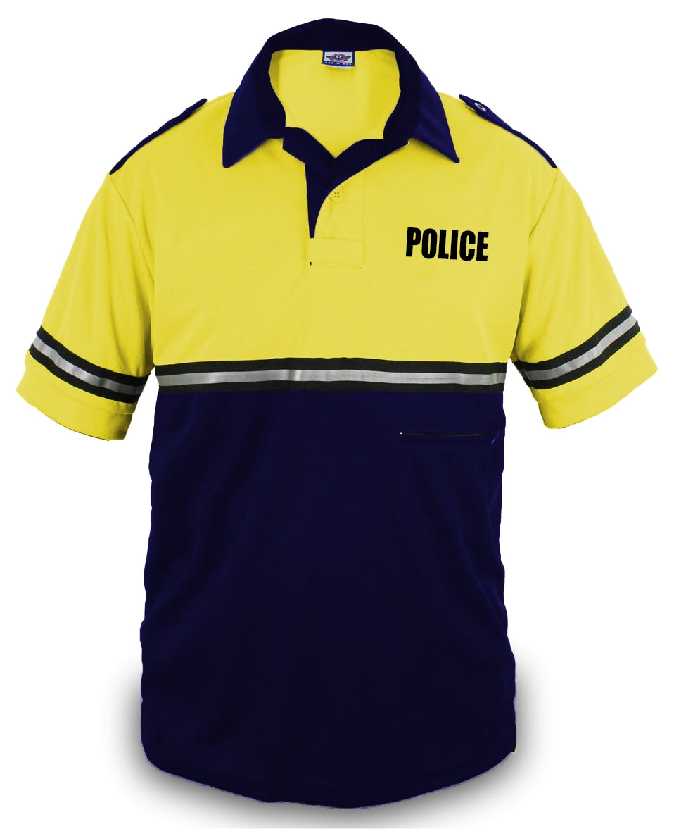 Two Tone Police Bike patrol Shirt with Zipper Pocket with ID