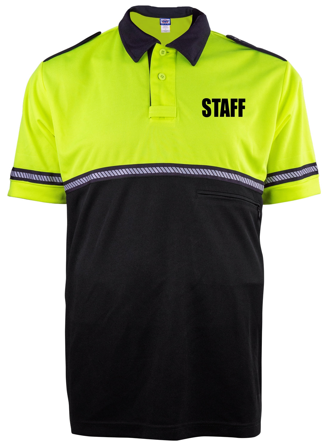 TWO TONE STAFF BIKE PATROL SHIRT WITH ZIPPER POCKET AND HASH STRIPES