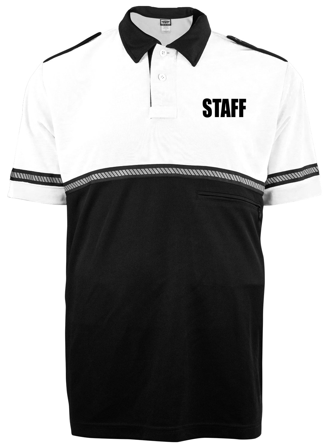 TWO TONE STAFF BIKE PATROL SHIRT WITH ZIPPER POCKET AND HASH STRIPES