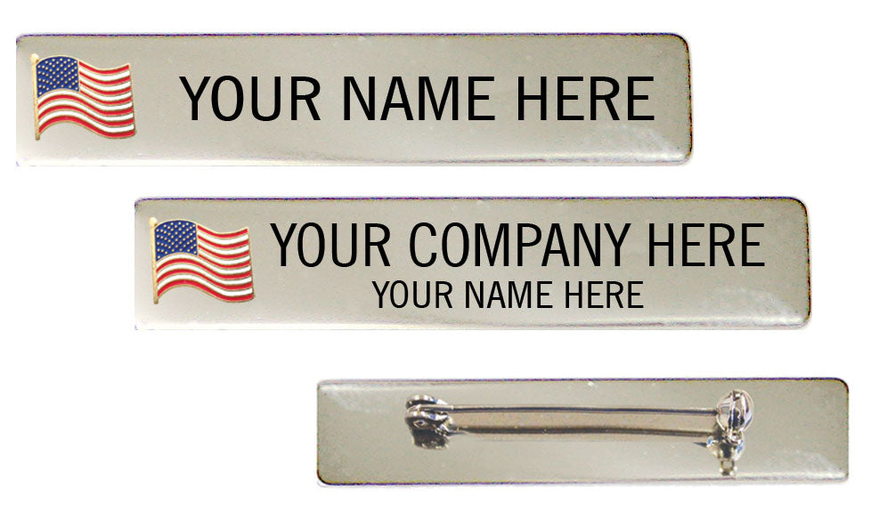 PATRIOTIC ENGRAVED NAME PLATE WITH USA FLAG