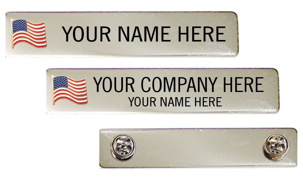 PATRIOTIC ENGRAVED NAME PLATE WITH USA FLAG