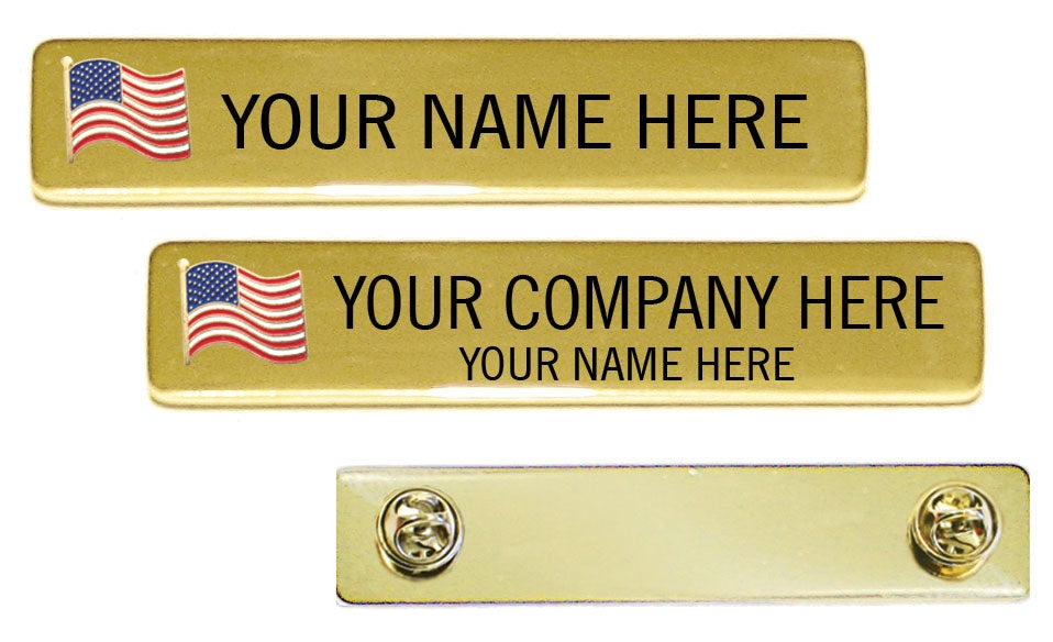 PATRIOTIC ENGRAVED NAME PLATE WITH USA FLAG