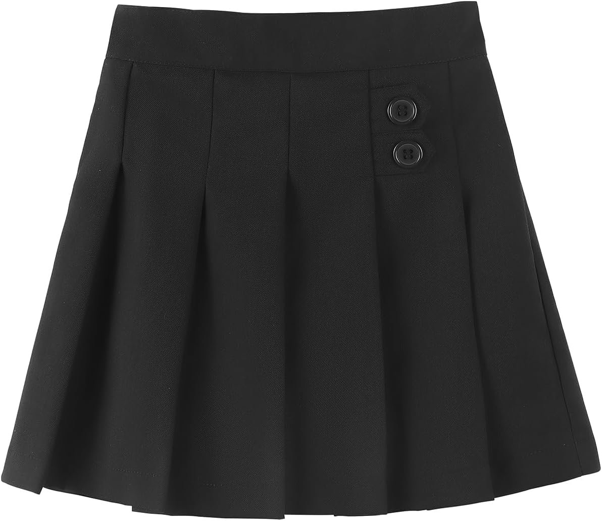 Girls Button Pleated Scooter Skirt School Uniform