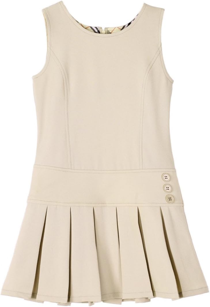 Stretch Fit Pleated Hem Kids Sleeveless Dress