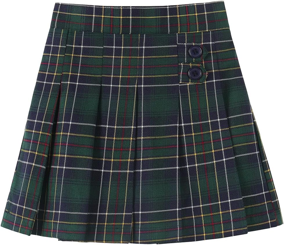 Girls Button Pleated Scooter Skirt School Uniform