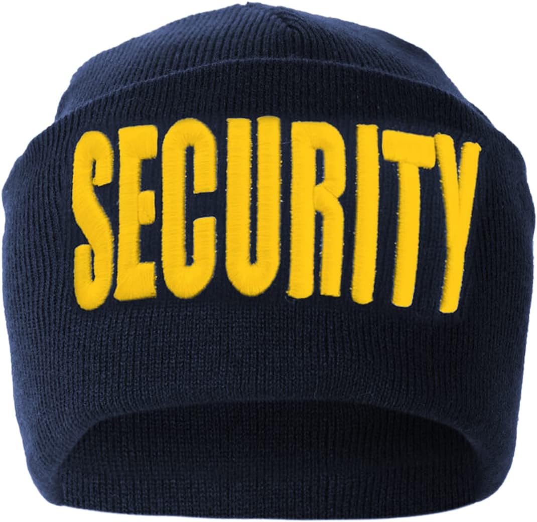 Security Embroidered and Reflective Security Emblem and Plain Beanies