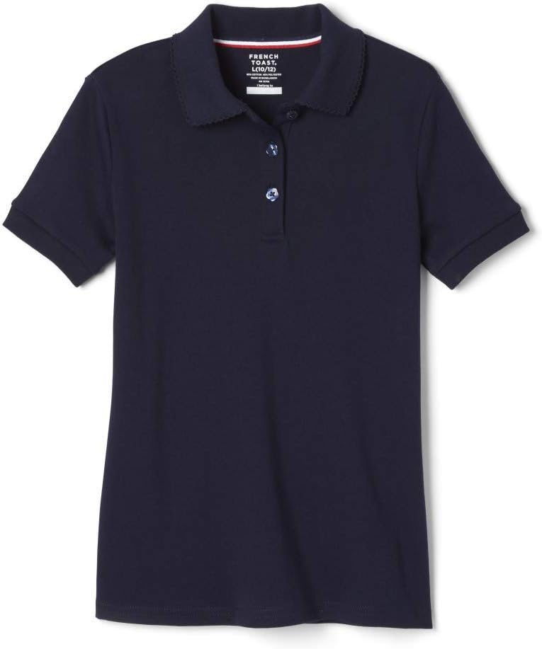 Girls' Short Sleeve Picot Collar Polo School Uniform Shirt (Standard and Plus)