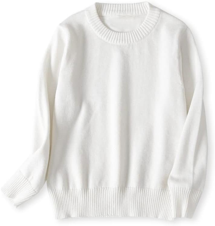 Boys and Girls' Uniform Cotton Crew-Neck Sweaters Long Sleeve Pullover Knit Sweater