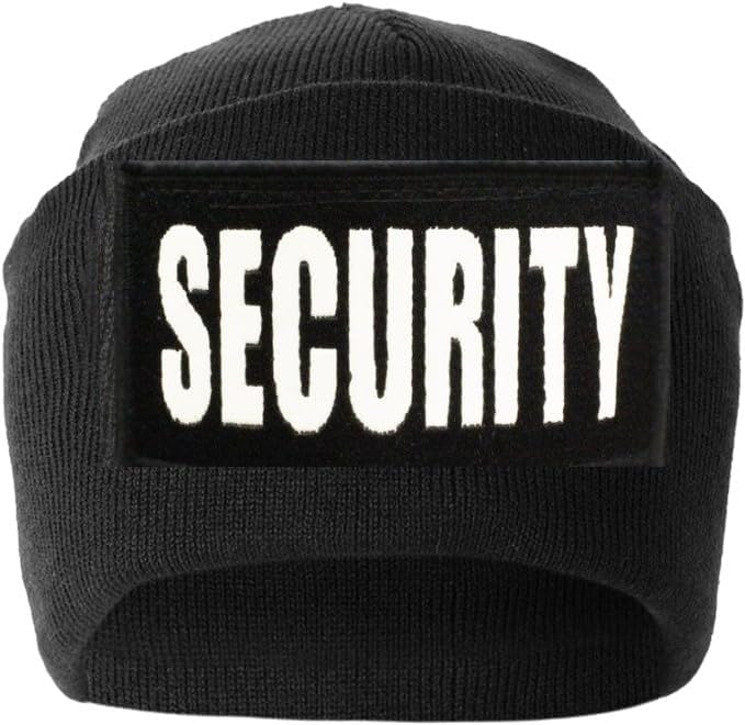 Security Embroidered and Reflective Security Emblem and Plain Beanies
