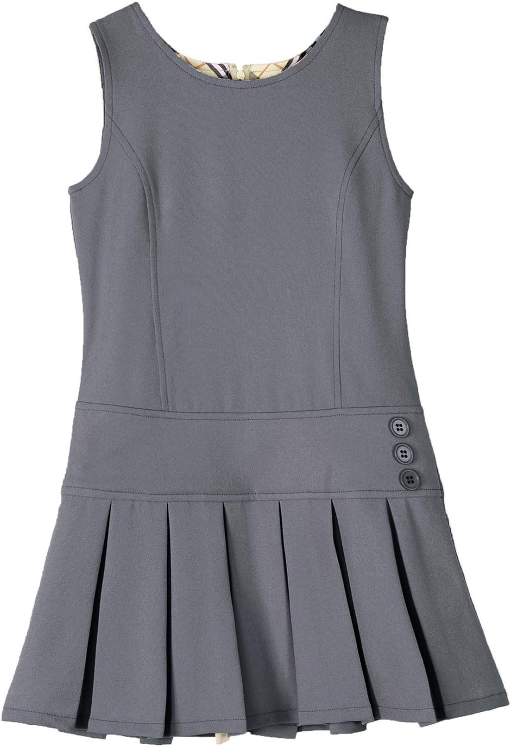 Stretch Fit Pleated Hem Kids Sleeveless Dress