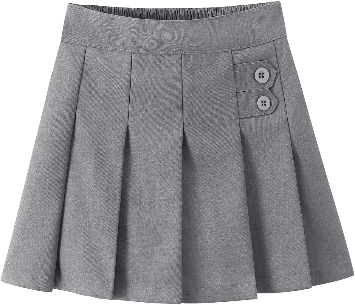 Girls Button Pleated Scooter Skirt School Uniform