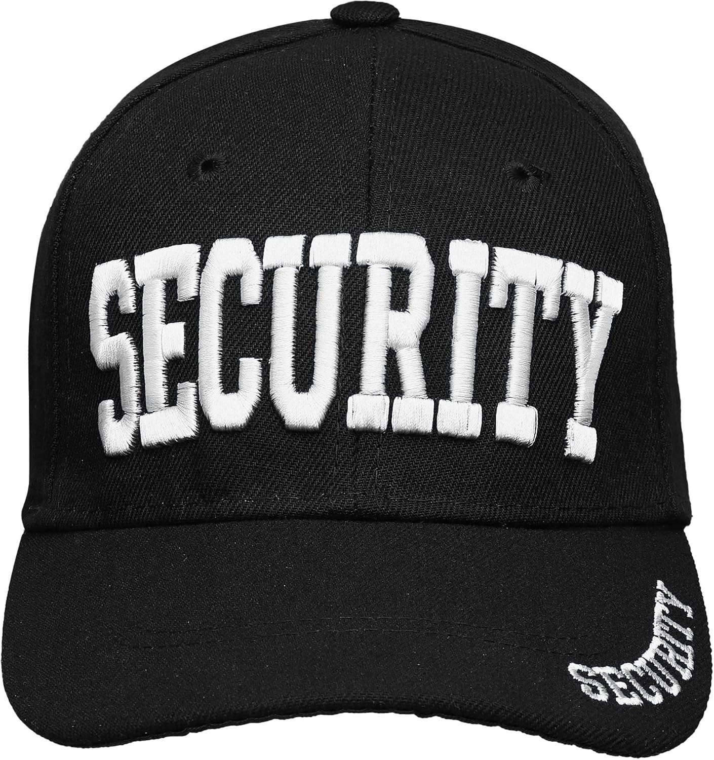 Security Hat Baseball Cap - Gold or White Embroidery Security Front, Bill & Back - Adjustable Size