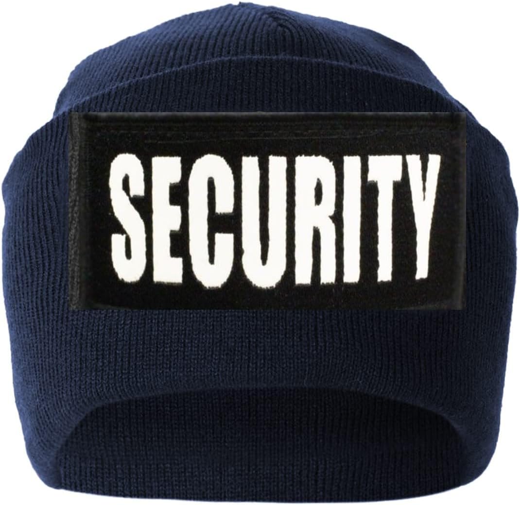 Security Embroidered and Reflective Security Emblem and Plain Beanies