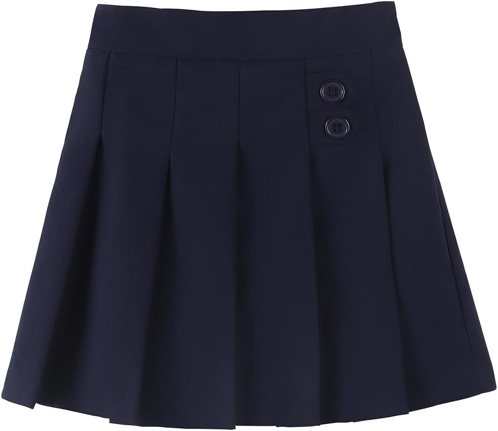 Girls Button Pleated Scooter Skirt School Uniform