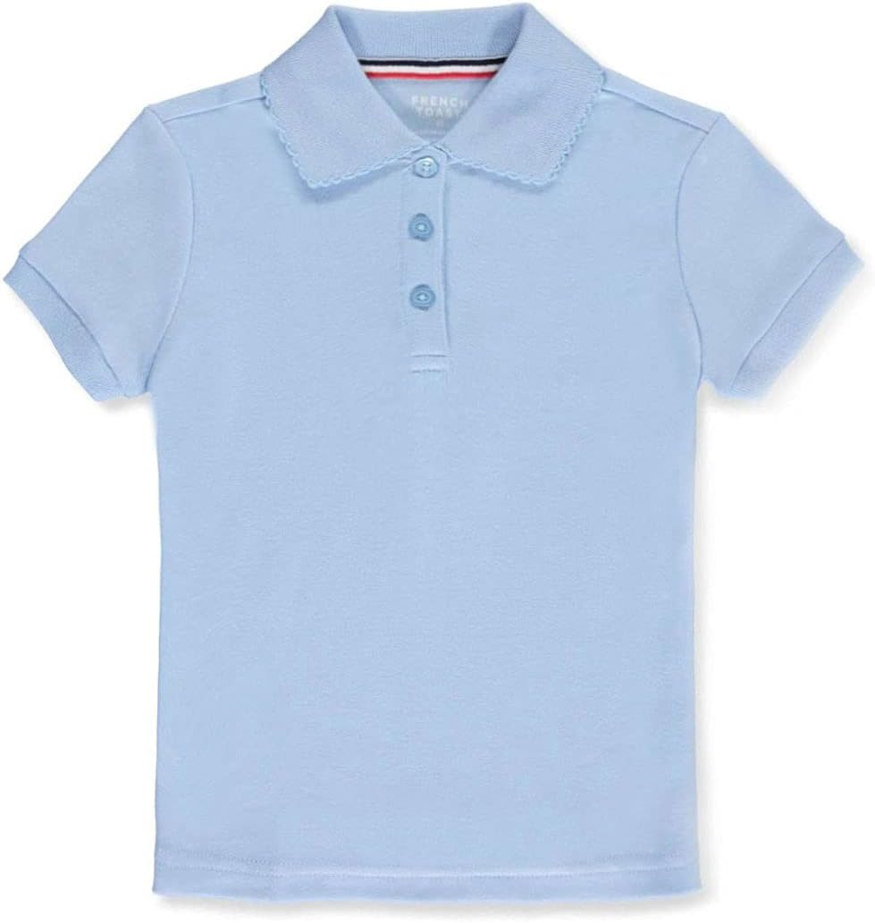 Girls' Short Sleeve Picot Collar Polo School Uniform Shirt (Standard and Plus)