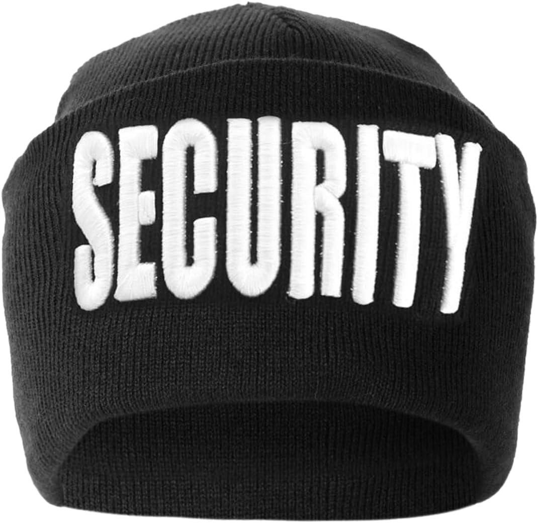 Security Embroidered and Reflective Security Emblem and Plain Beanies
