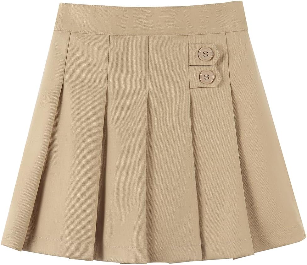 Girls Button Pleated Scooter Skirt School Uniform