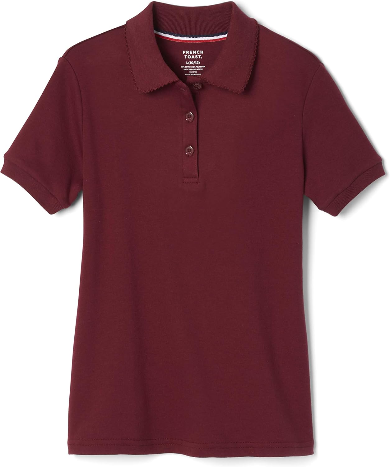 Girls' Short Sleeve Picot Collar Polo School Uniform Shirt (Standard and Plus)