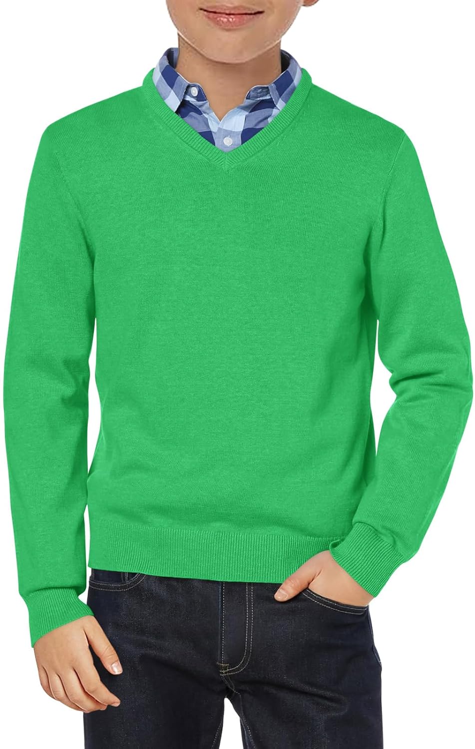 Boys School Uniform Sweater Kids Long Sleeve V Neck Pullover Fall Winter Clothes 5-14 Years