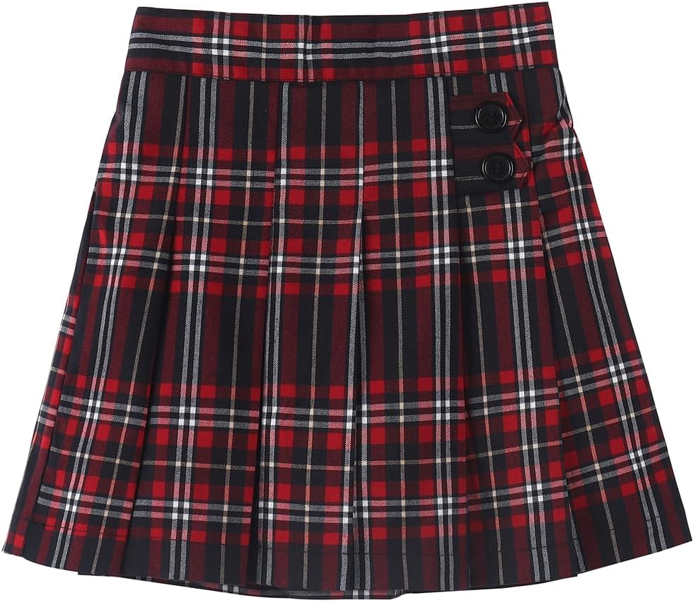Girls Button Pleated Scooter Skirt School Uniform