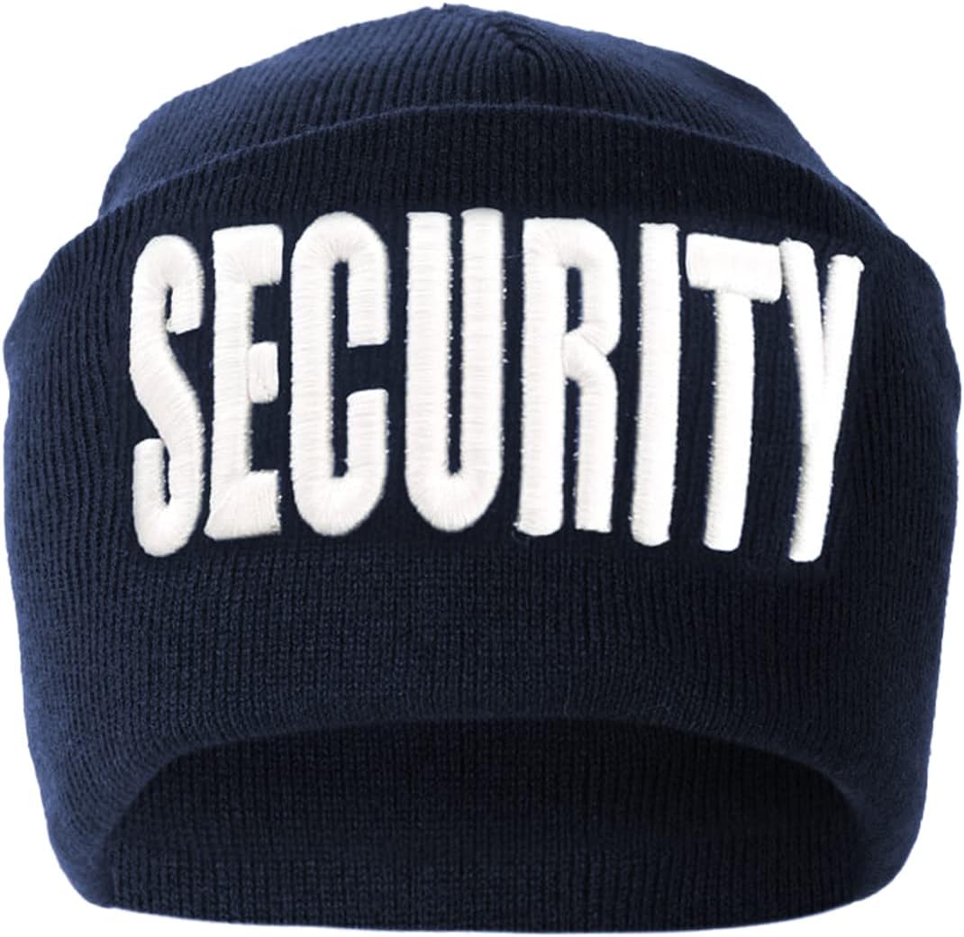 Security Embroidered and Reflective Security Emblem and Plain Beanies
