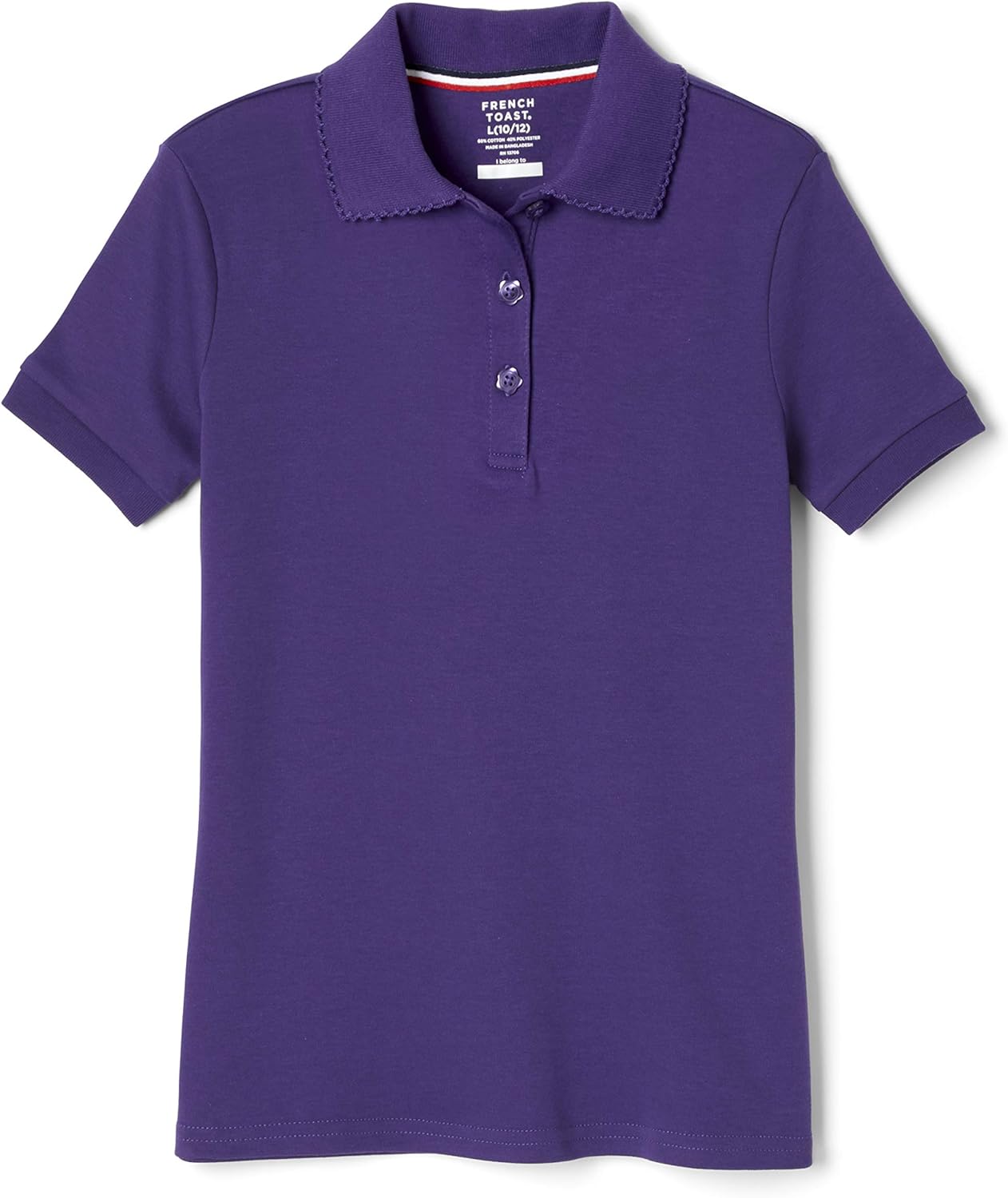Girls' Short Sleeve Picot Collar Polo School Uniform Shirt (Standard and Plus)