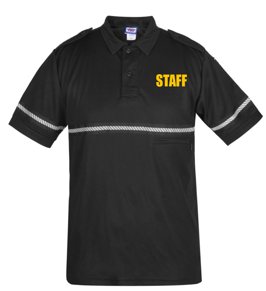 TWO TONE STAFF BIKE PATROL SHIRT WITH ZIPPER POCKET AND HASH STRIPES