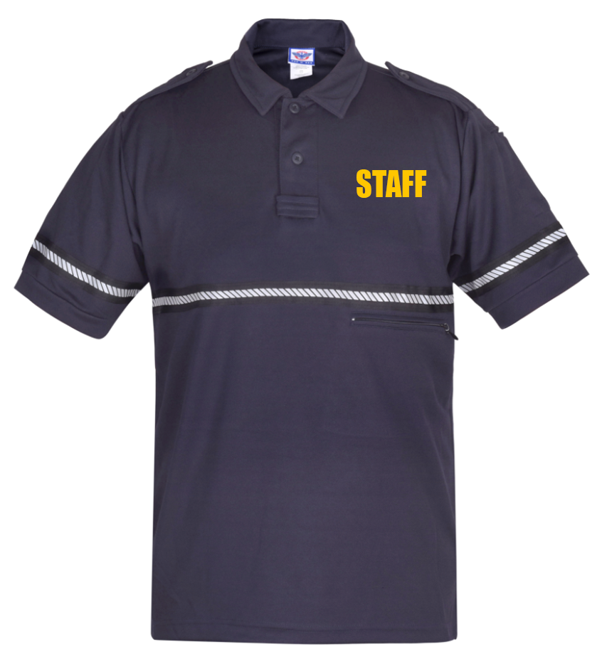 TWO TONE STAFF BIKE PATROL SHIRT WITH ZIPPER POCKET AND HASH STRIPES