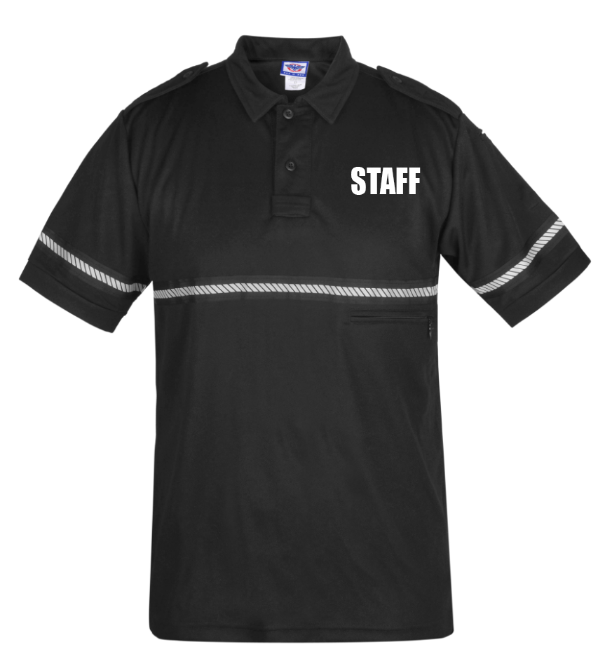 TWO TONE STAFF BIKE PATROL SHIRT WITH ZIPPER POCKET AND HASH STRIPES