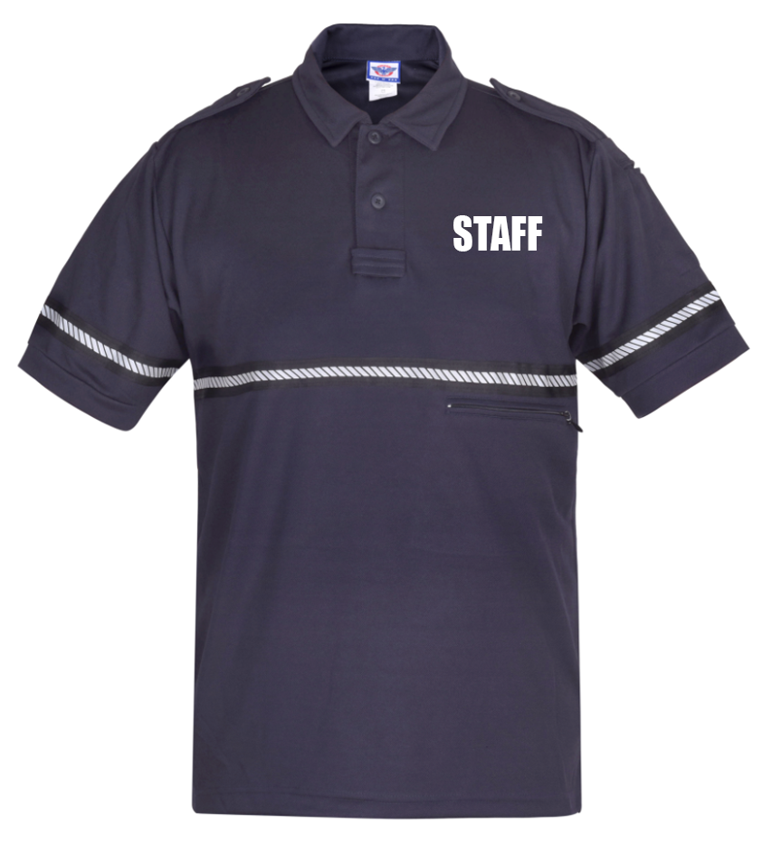 TWO TONE STAFF BIKE PATROL SHIRT WITH ZIPPER POCKET AND HASH STRIPES