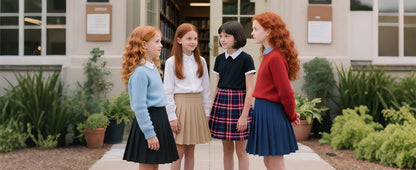 Uniform Pleated Scooter Skirt with Under Shorts Pull On Elastic Waist Skirt