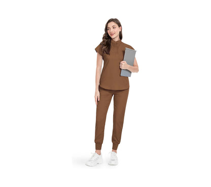 Scrubs Set for Women Nurse Uniform Jogger Suit Stretch Top & Pants with Multi Pocket for Nurse Esthetician Workwear