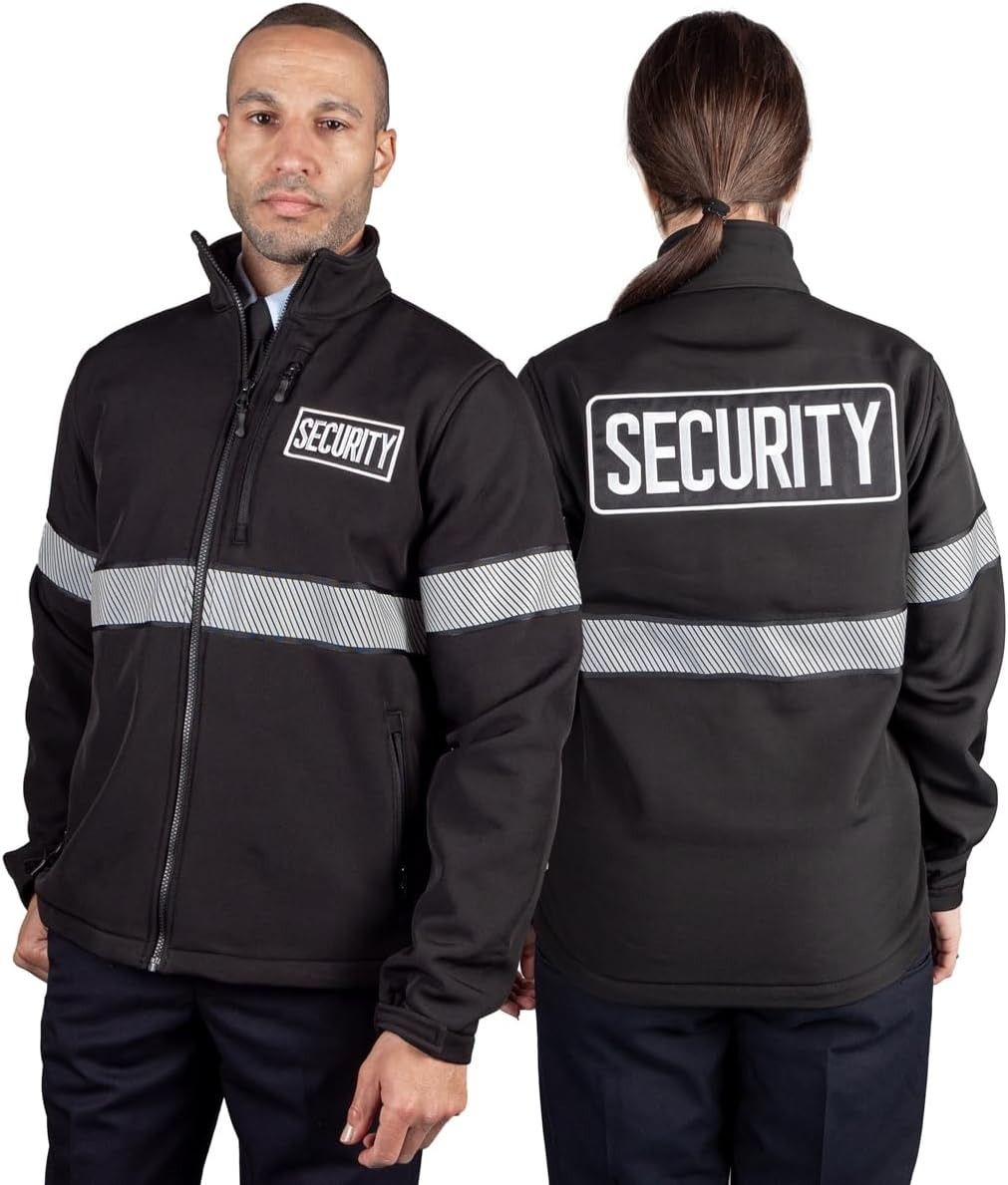 Hi-Vis Reflective Security Guard Jacket - Waterproof Winter Duty Coat with Zipper Pockets