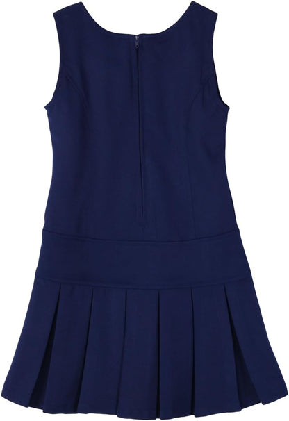 Stretch Fit Pleated Hem Kids Sleeveless Dress